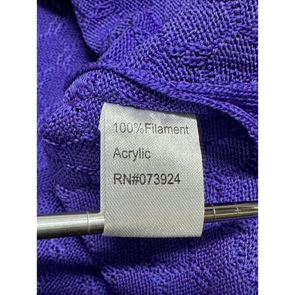 Ming Wang Jacket Womens Small Purple Black‎ Crochet Chain Contrast Knit Cardigan - Picture 7 of 12